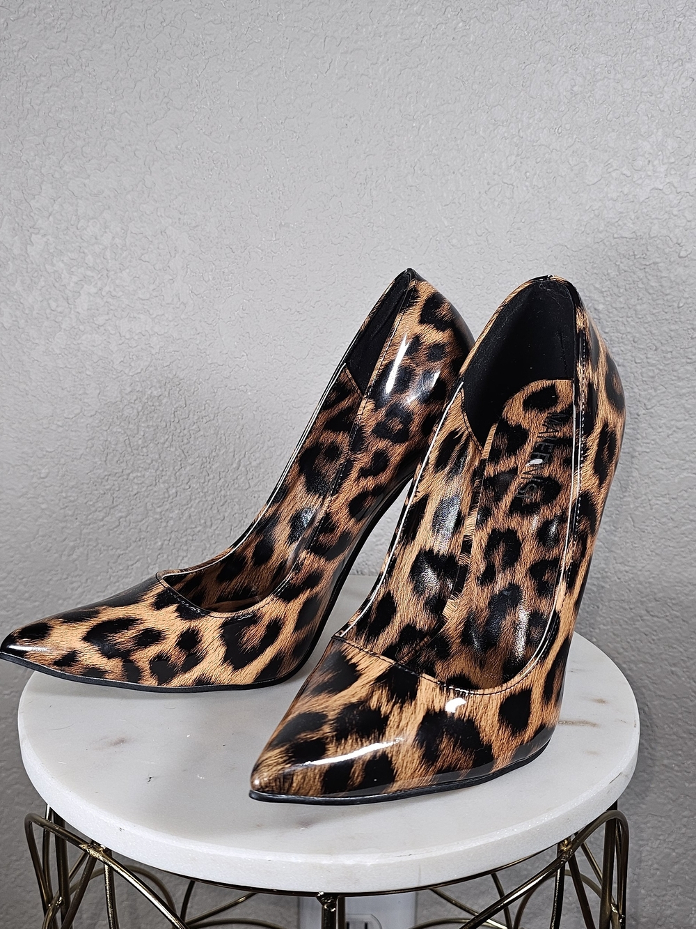 Leopard Print Pointed-Toe Stiletto Heels - Brown